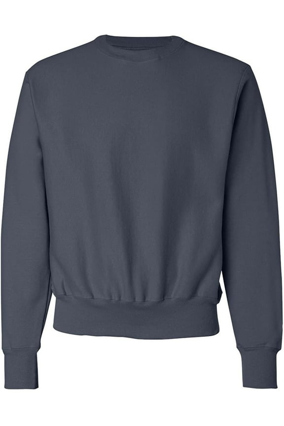 Men' Reverse Weave Fleece Crew, Navy, Small