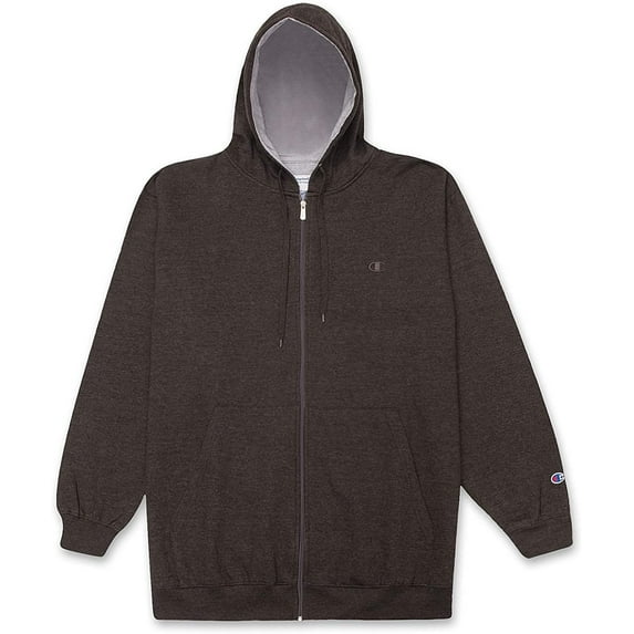 Champion Men Zip Up Hoodie, Big and Tall Fleece Jacket Men, Perfect Zip Hoodie Charcoal Heather