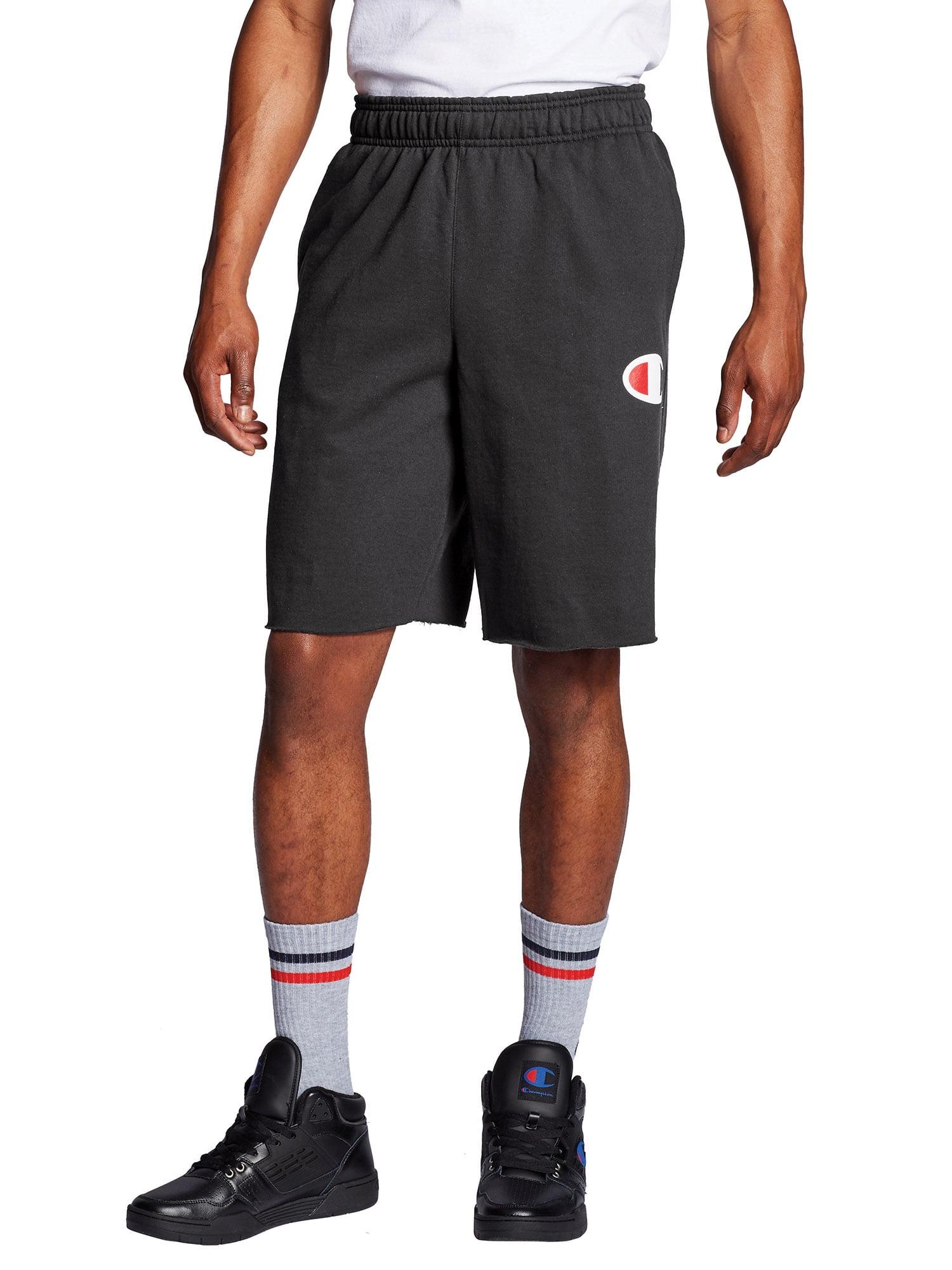 Champion Men s 10 Powerblend Fleece Graphic C Logo Short Sweatshort up to Size 2XL Walmart