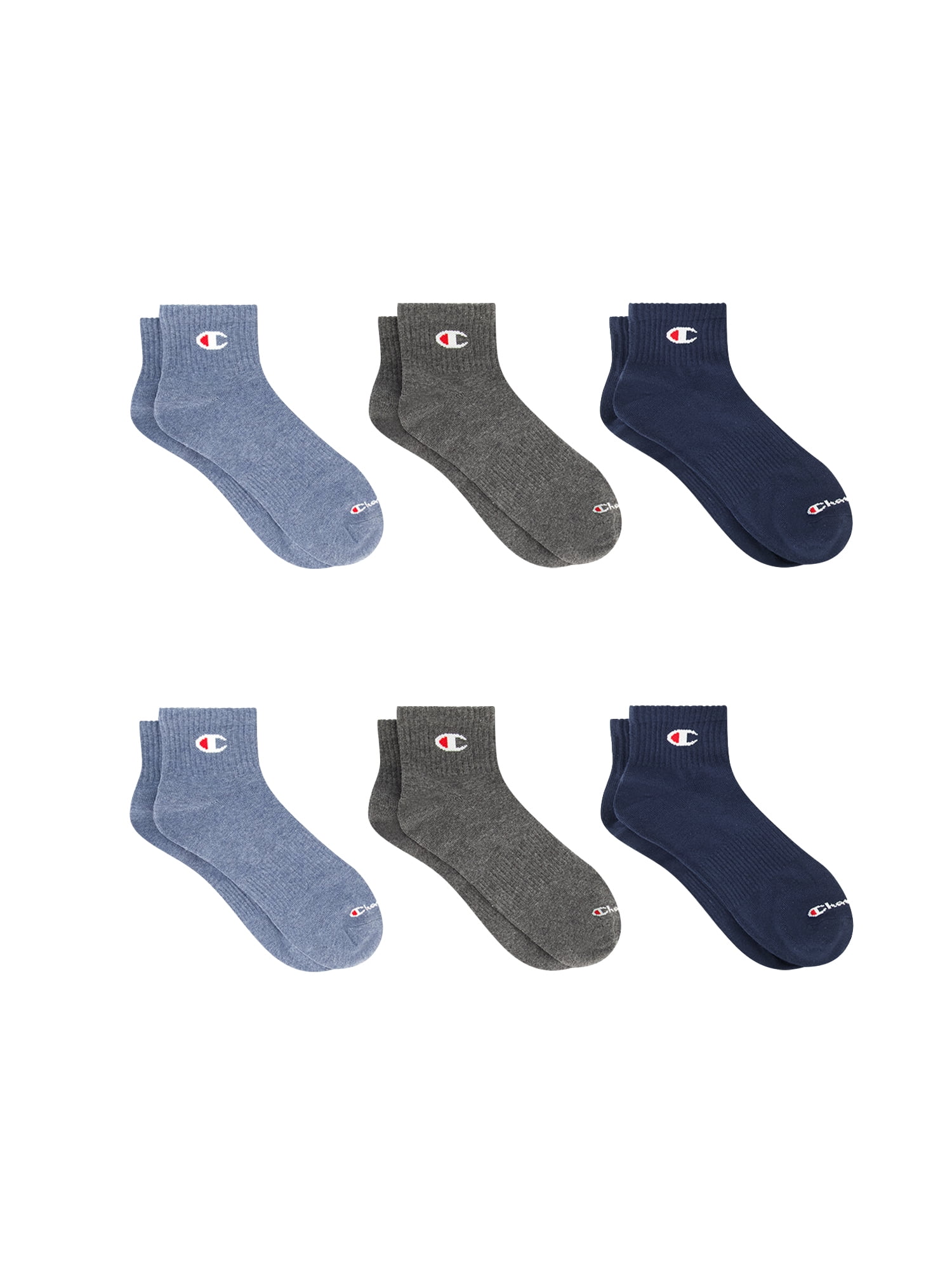 Champion Men’s Lightweight Ankle Socks 6 Pack, Moisture-Wicking, Arch Support, Stretch Comfort, Sizes 6–12.5