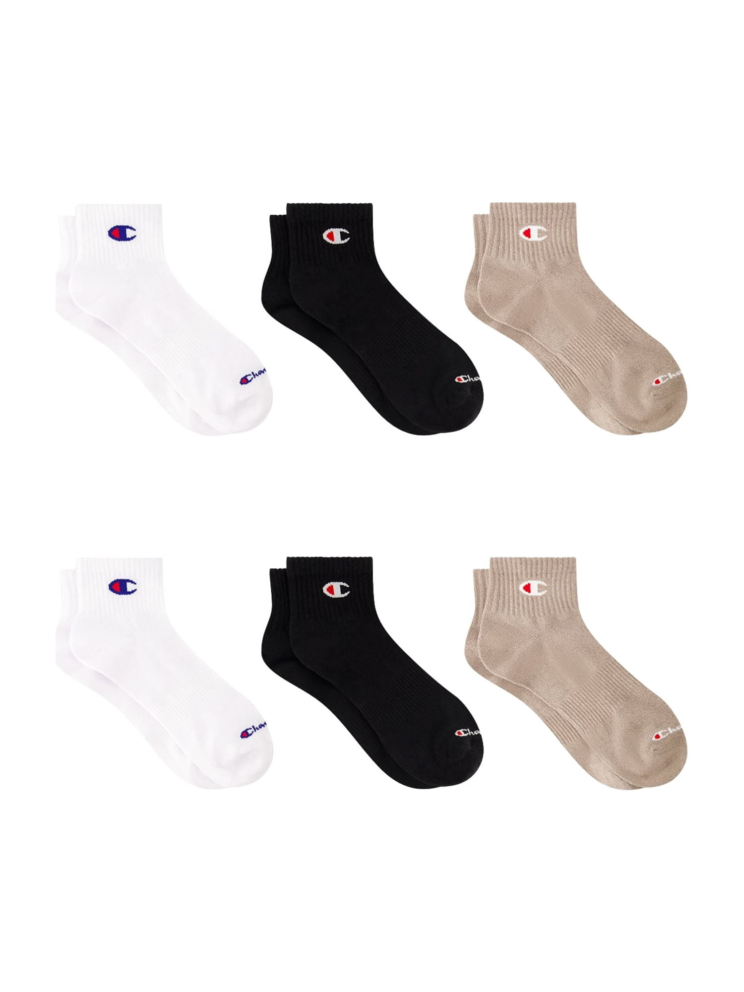 Champion Men’s Lightweight Ankle Socks 6 Pack, Moisture-Wicking, Arch Support, Stretch Comfort, Sizes 6–12.5