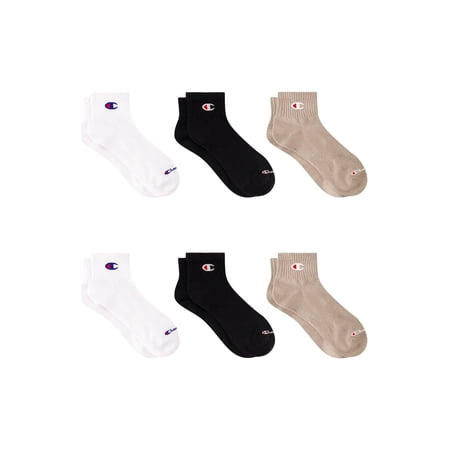 Champion Men’s Lightweight Ankle Socks 6 Pack, Moisture-Wicking, Arch Support, Stretch Comfort, Sizes 6–12.5
