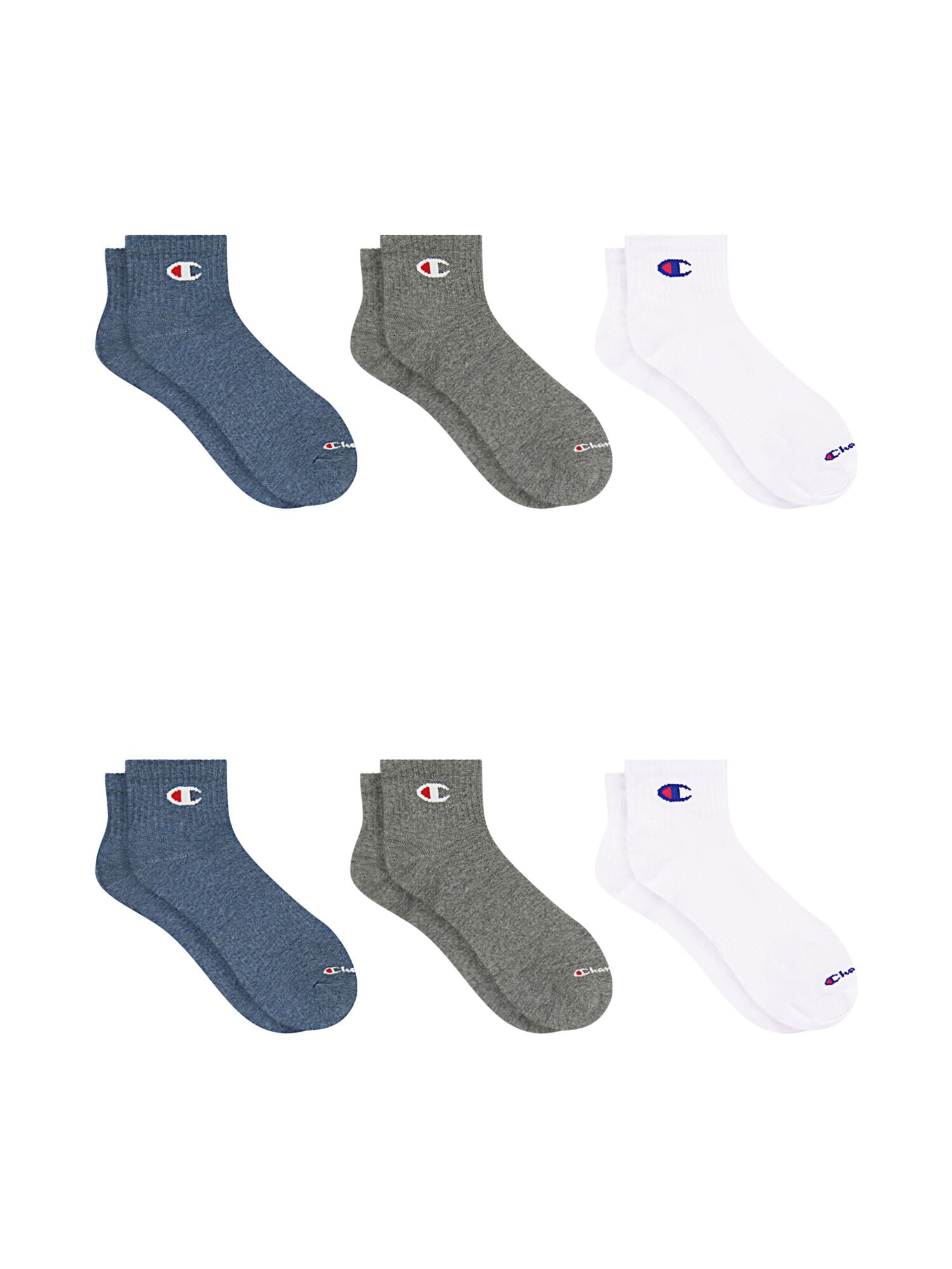 Champion Men’s Lightweight Ankle Socks 6 Pack, Moisture-Wicking, Arch Support, Stretch Comfort, Sizes 6–12.5