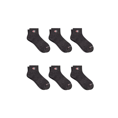 Champion Men’s Lightweight Ankle Socks 6 Pack, Moisture-Wicking, Arch Support, Stretch Comfort, Sizes 6–12.5