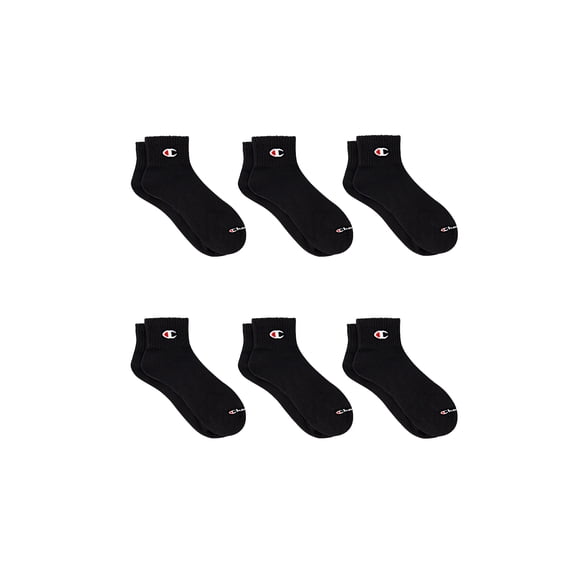 Champion Men’s Ankle Socks 6 Pack – Flat Knit, Moisture-Wicking, Arch Support, Stretch Comfort, Sizes 6–12.5