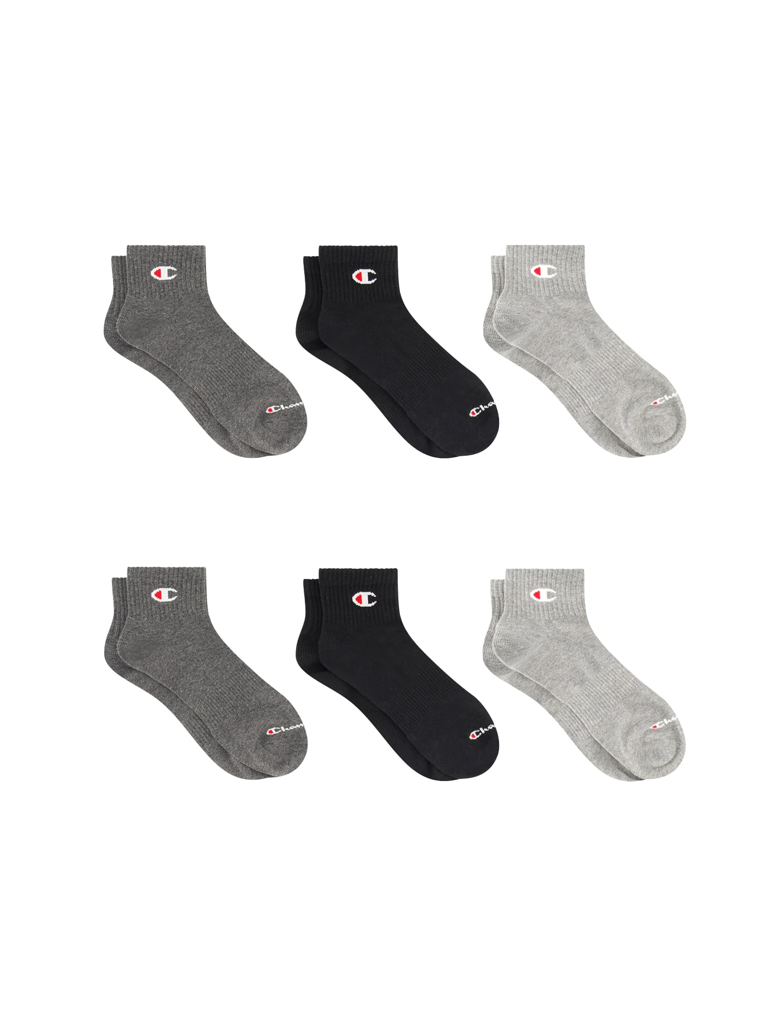 Champion Men’s Lightweight Ankle Socks 6 Pack, Moisture-Wicking, Arch Support, Stretch Comfort, Sizes 6–12.5