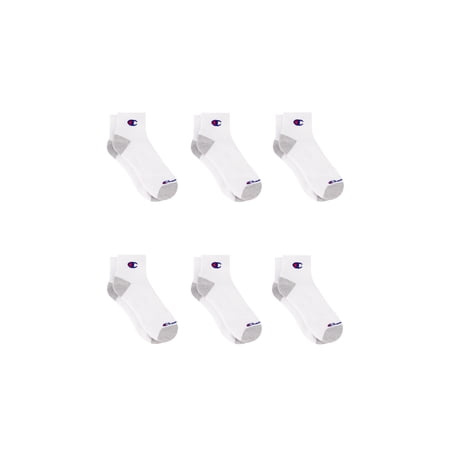 Champion Men’s Ankle Socks 6 Pack – Half Terry Cushion, Moisture-Wicking, Arch Support, Stretch Comfort, Sizes 6–12.5