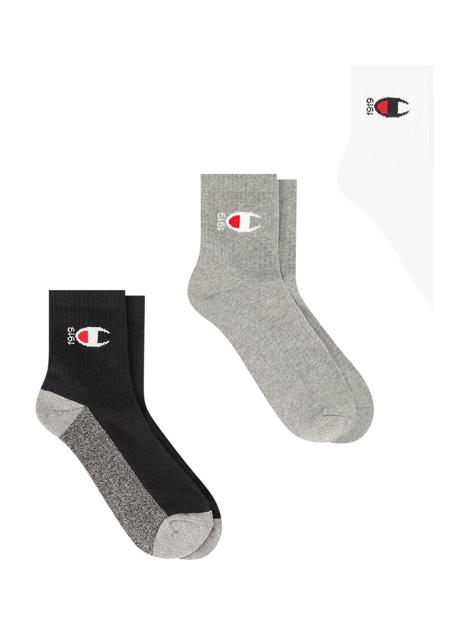 Champion Men’s Ankle Socks 3 Pack – Half Terry Cushion, Moisture-Wicking, Arch Support, Stretch Comfort, Sizes 6–12.5