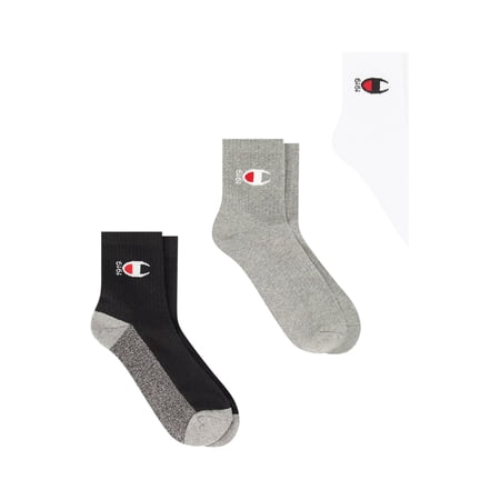 Champion Men’s Ankle Socks 3 Pack – Half Terry Cushion, Moisture-Wicking, Arch Support, Stretch Comfort, Sizes 6–12.5