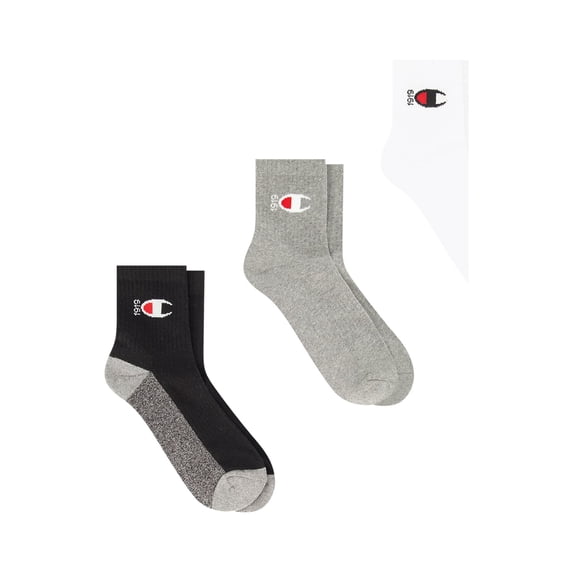 Champion Men’s Ankle Socks 6 Pack – Half Terry Cushion, Moisture-Wicking, Arch Support, Stretch Comfort, Sizes 6–12.5