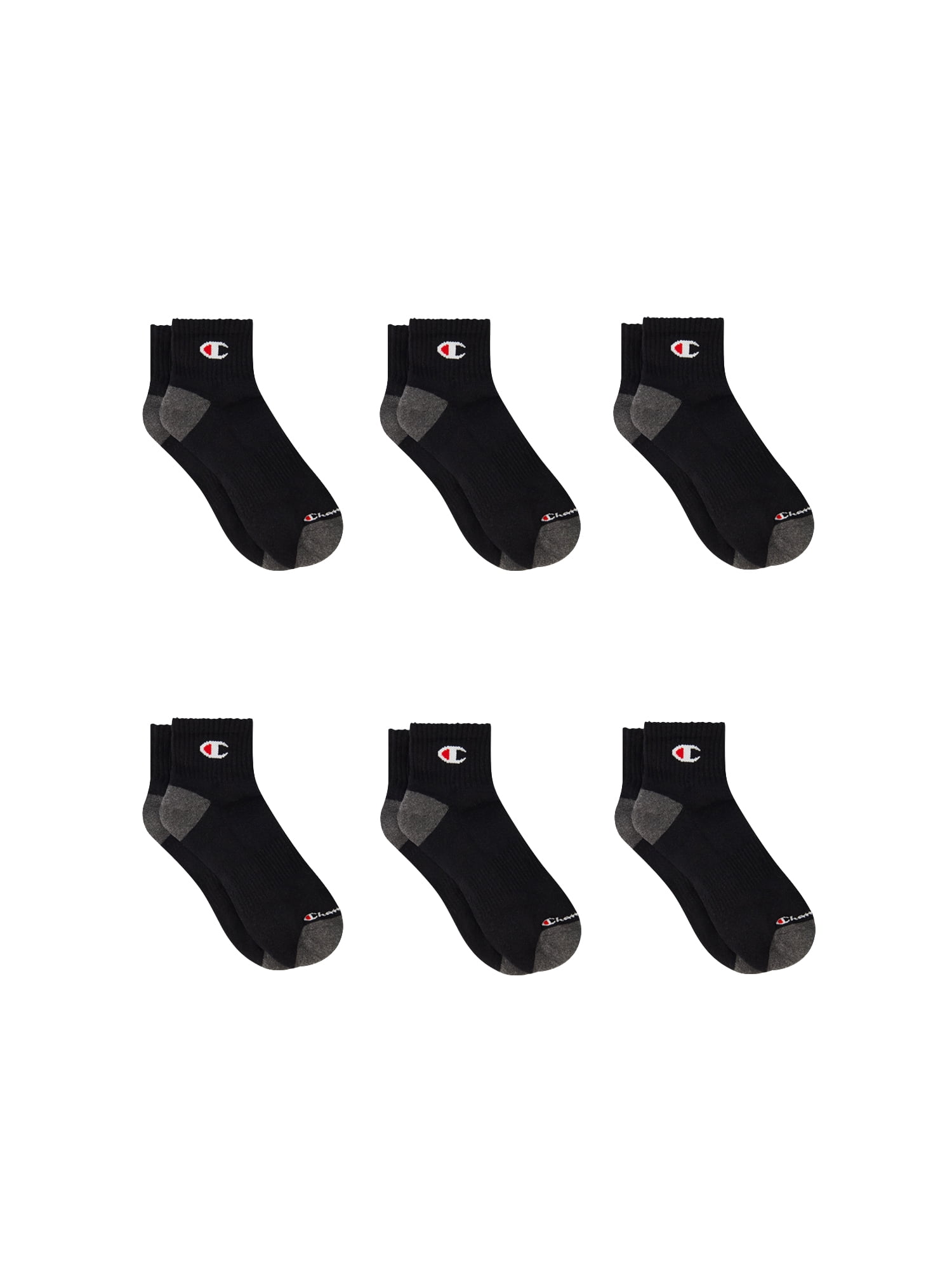 Champion Men’s Ankle Socks 6 Pack – Half Terry Cushion, Moisture-Wicking, Arch Support, Stretch Comfort, Sizes 6–12.5