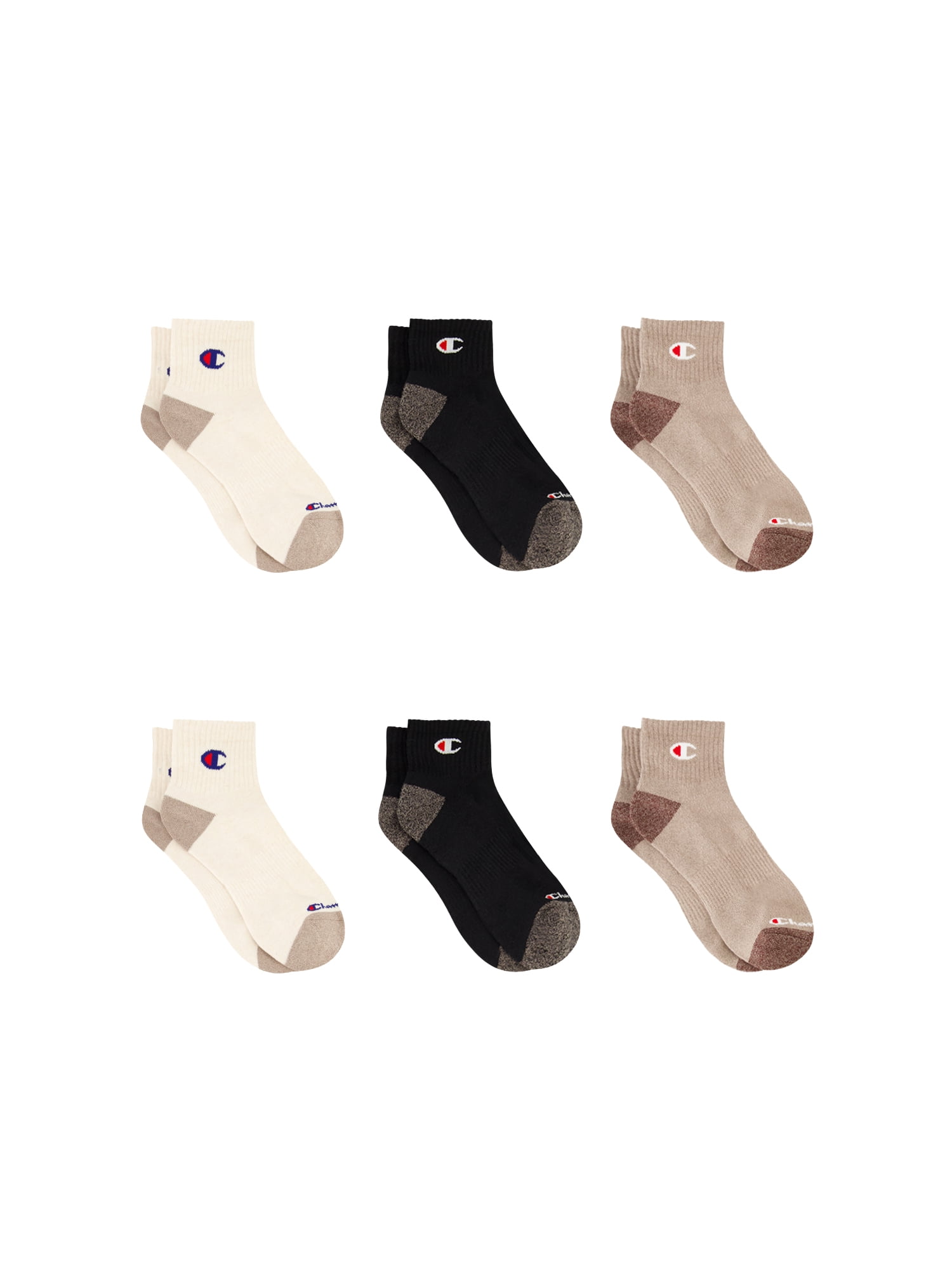 Champion Men’s Ankle Socks 6 Pack – Half Terry Cushion, Moisture-Wicking, Arch Support, Stretch Comfort, Sizes 6–12.5