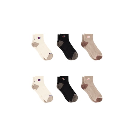 Champion Men’s Ankle Socks 6 Pack – Half Terry Cushion, Moisture-Wicking, Arch Support, Stretch Comfort, Sizes 6–12.5