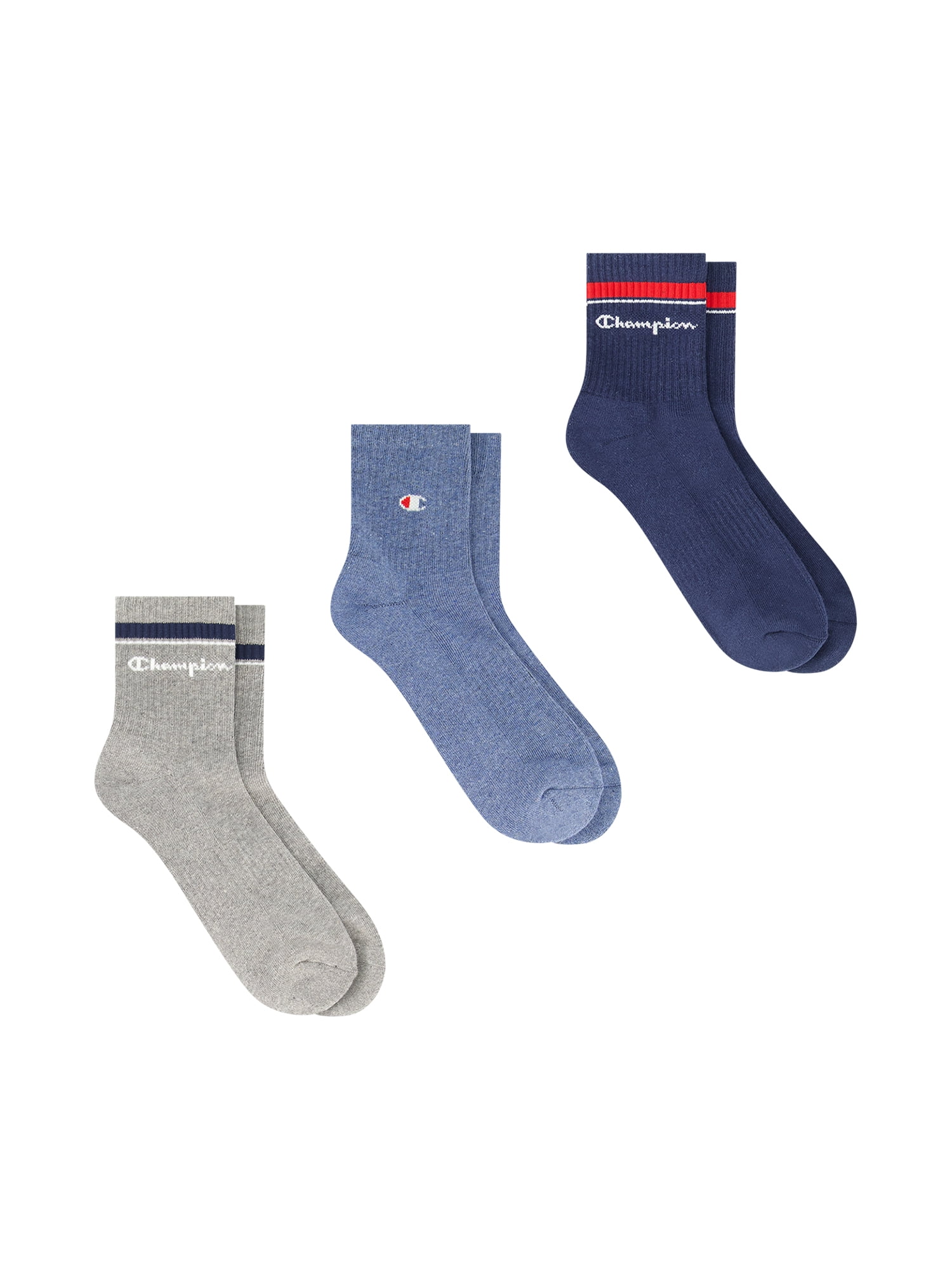 Champion Men’s Ankle Socks 3 Pack – Half Terry Cushion, Moisture-Wicking, Arch Support, Stretch Comfort, Sizes 6–12.5
