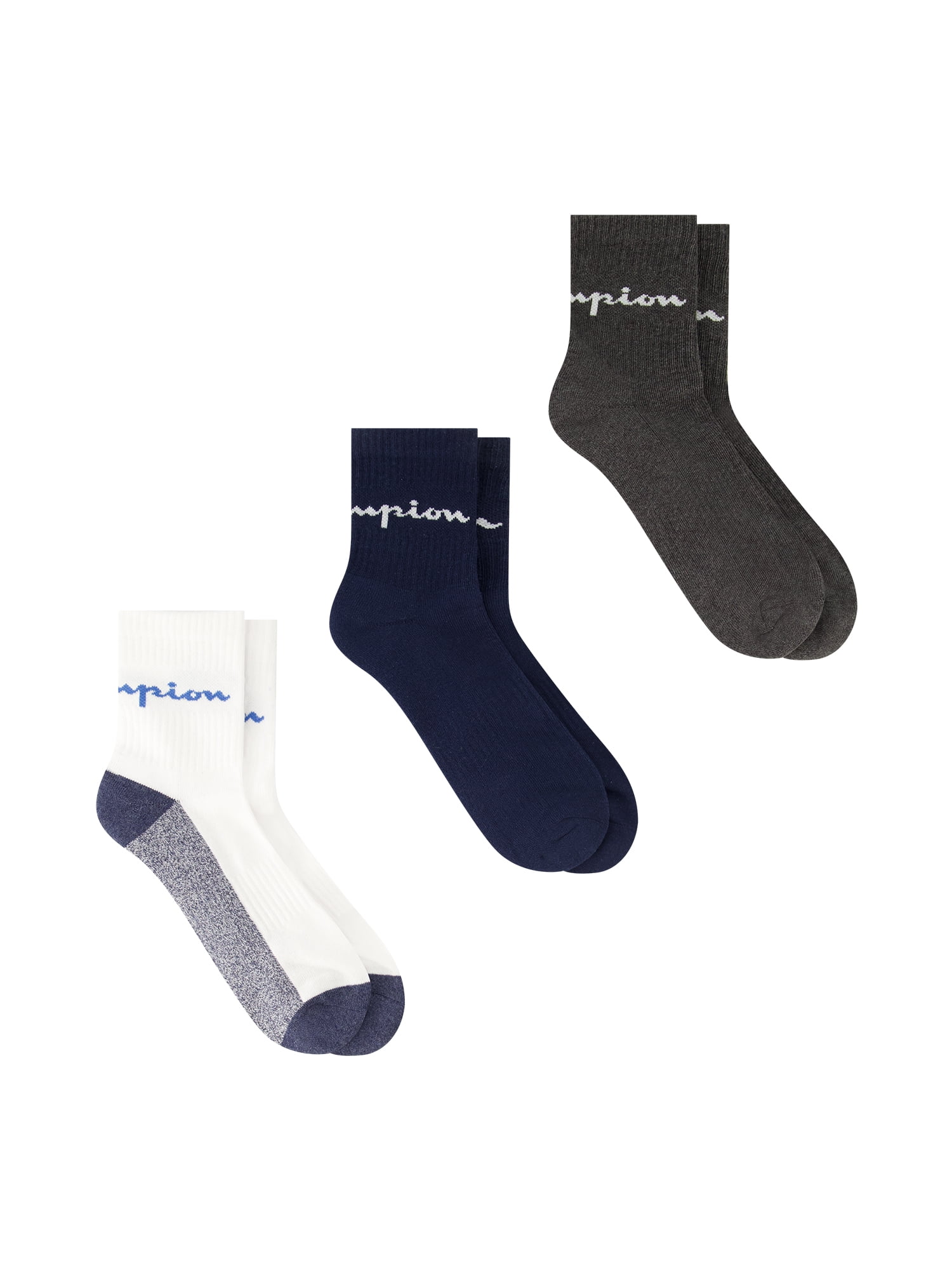 Champion Men’s Ankle Socks 3 Pack – Half Terry Cushion, Moisture-Wicking, Arch Support, Stretch Comfort, Sizes 6–12.5
