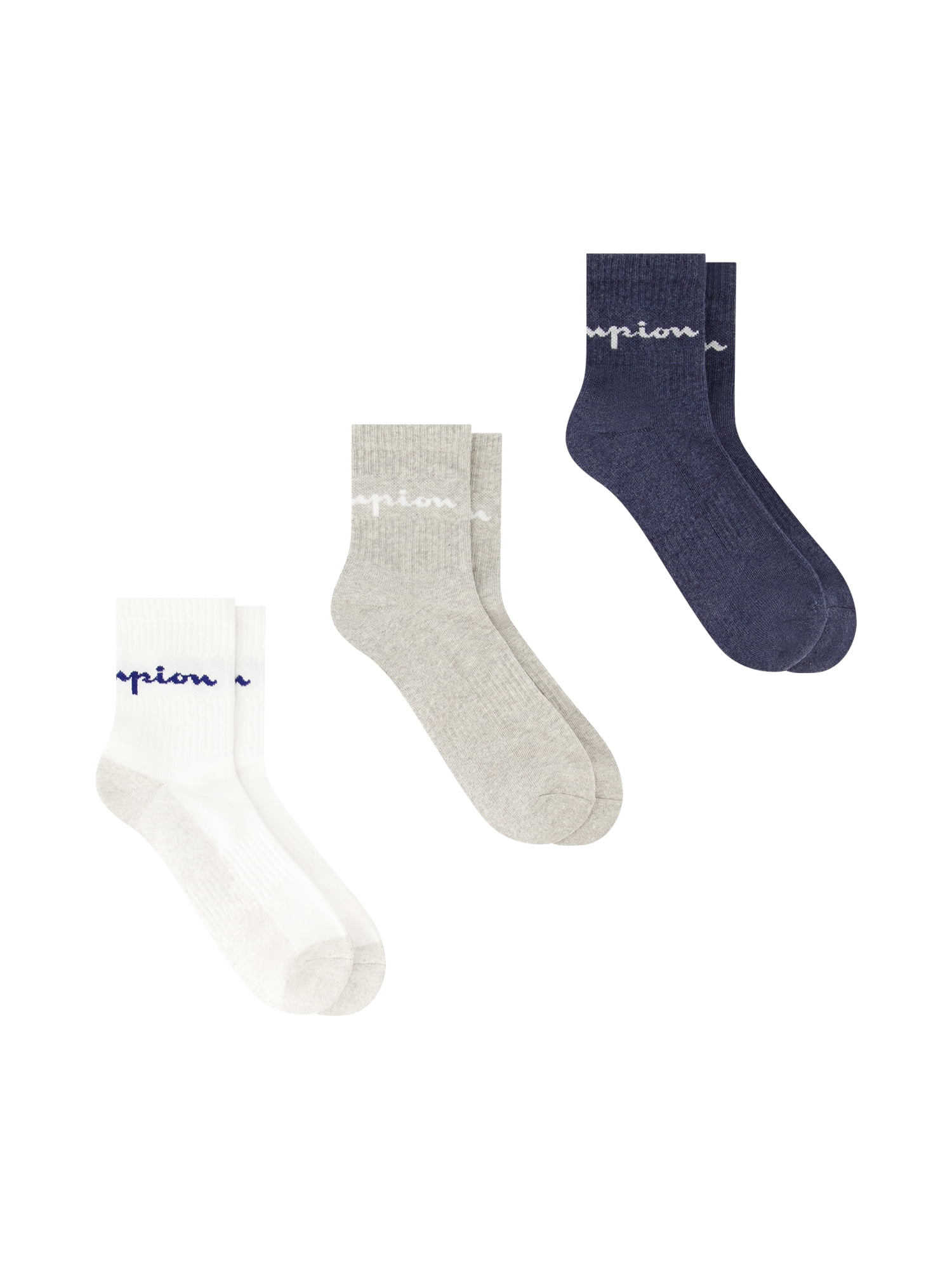 Champion Men’s Ankle Socks 3 Pack – Half Terry Cushion, Moisture-Wicking, Arch Support, Stretch Comfort, Sizes 6–12.5