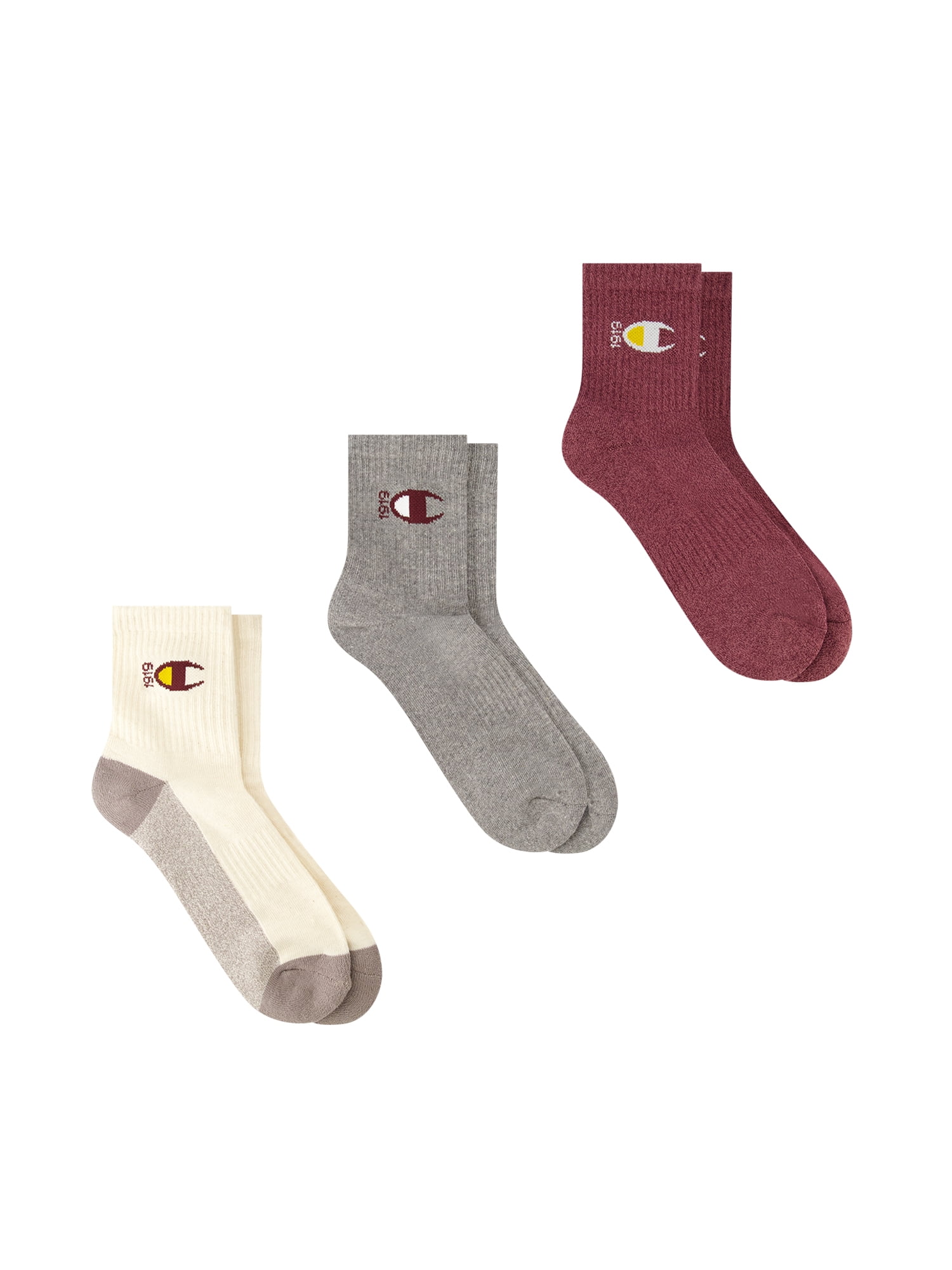 Champion Men’s Ankle Socks 3 Pack – Half Terry Cushion, Moisture-Wicking, Arch Support, Stretch Comfort, Sizes 6–12.5