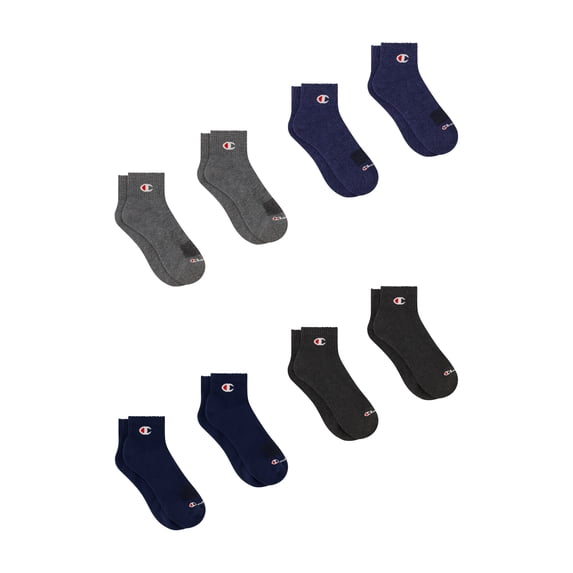 Champion Men’s Ankle Socks 8 Pack – Half Terry Cushion, Moisture-Wicking, Arch Support, Stretch Comfort, Sizes 6–12.5