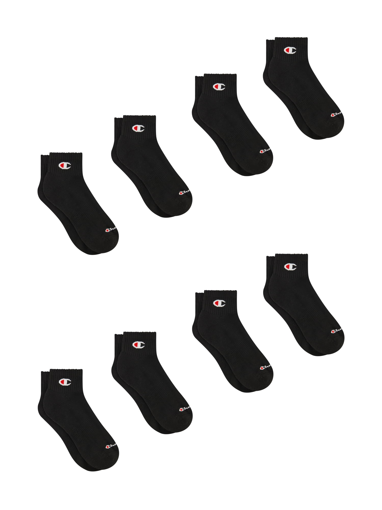 Champion Men’s Ankle Socks 8 Pack – Half Terry Cushion, Moisture-Wicking, Arch Support, Stretch Comfort, Sizes 6–12.5