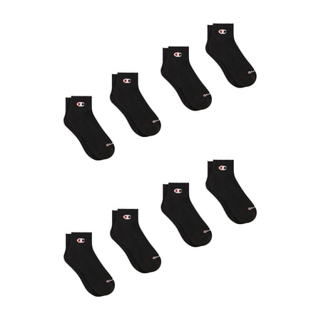 Champion Men’s Ankle Socks 8 Pack – Half Terry Cushion, Moisture-Wicking, Arch Support, Stretch Comfort, Sizes 6–12.5