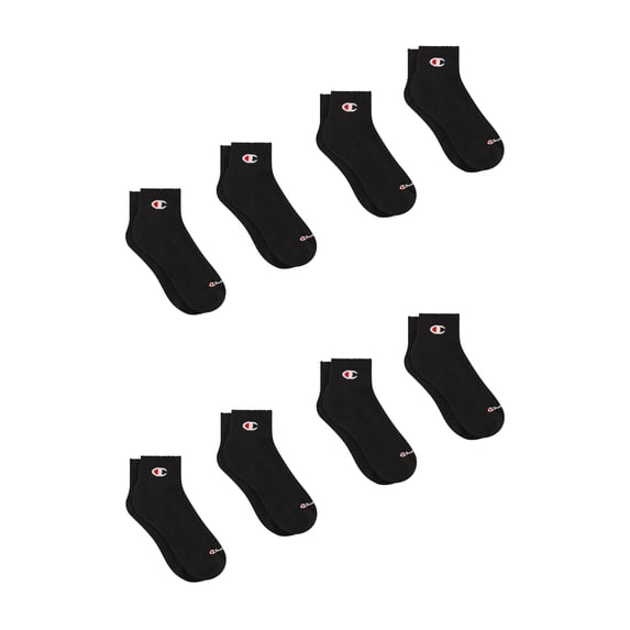 Champion Men’s Ankle Socks 8 Pack – Half Terry Cushion, Moisture-Wicking, Arch Support, Stretch Comfort, Sizes 6–12.5