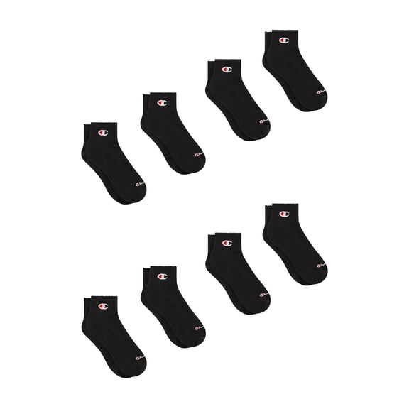 Champion Men’s Ankle Socks 8 Pack – Half Terry Cushion, Moisture-Wicking, Arch Support, Stretch Comfort, Sizes 6–12.5