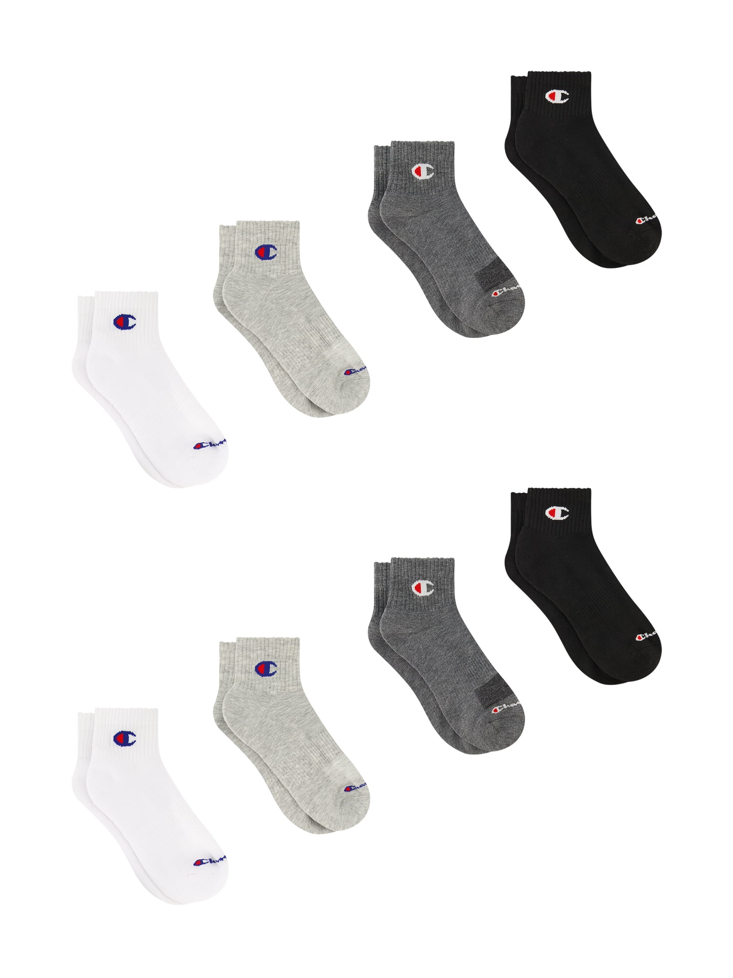 Champion Men’s Ankle Socks 8 Pack – Half Terry Cushion, Moisture-Wicking, Arch Support, Stretch Comfort, Sizes 6–12.5