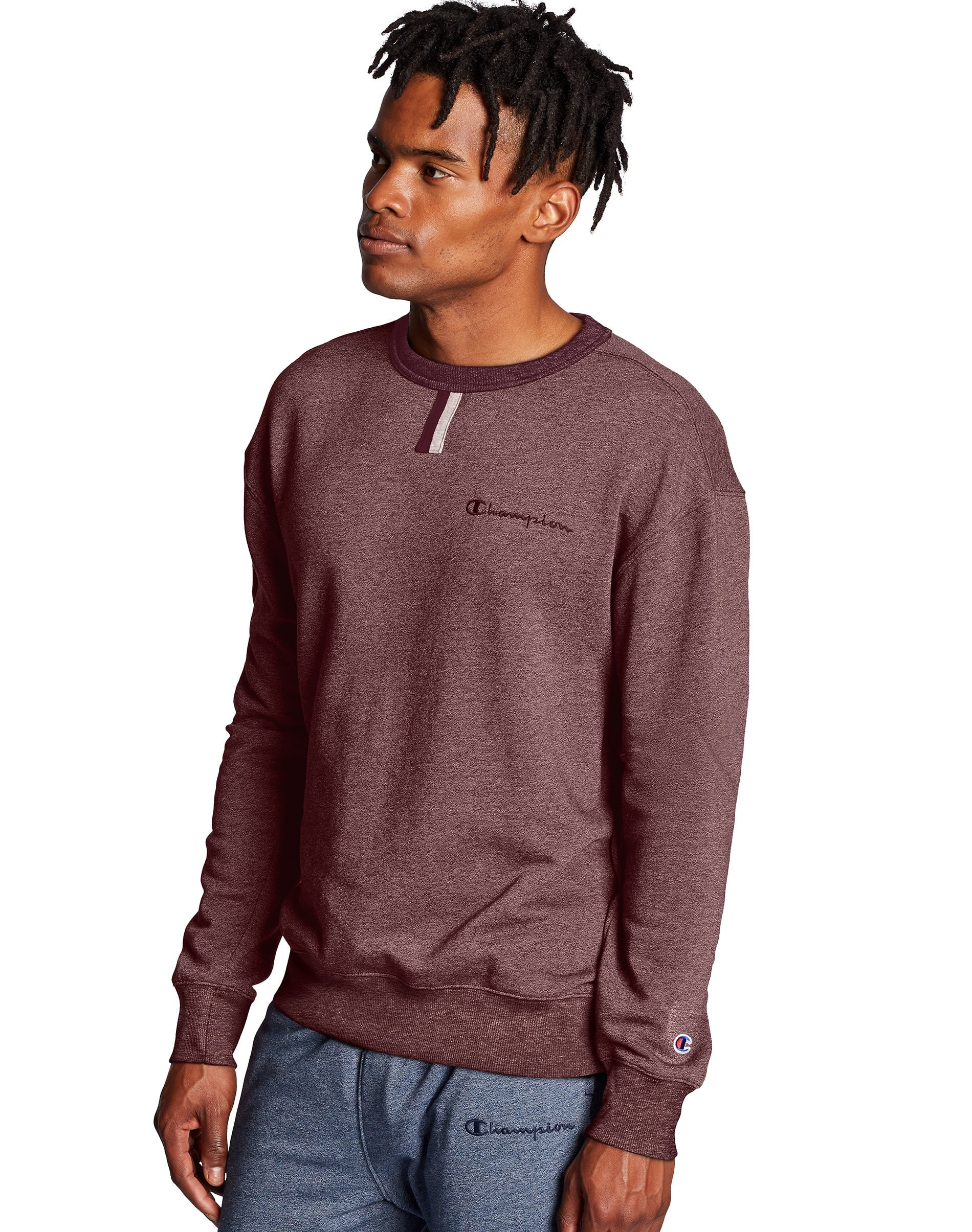 Champion Men s Athletics Heritage Heather YC Crew Embroidered Logo Maroon Siro Maroon M