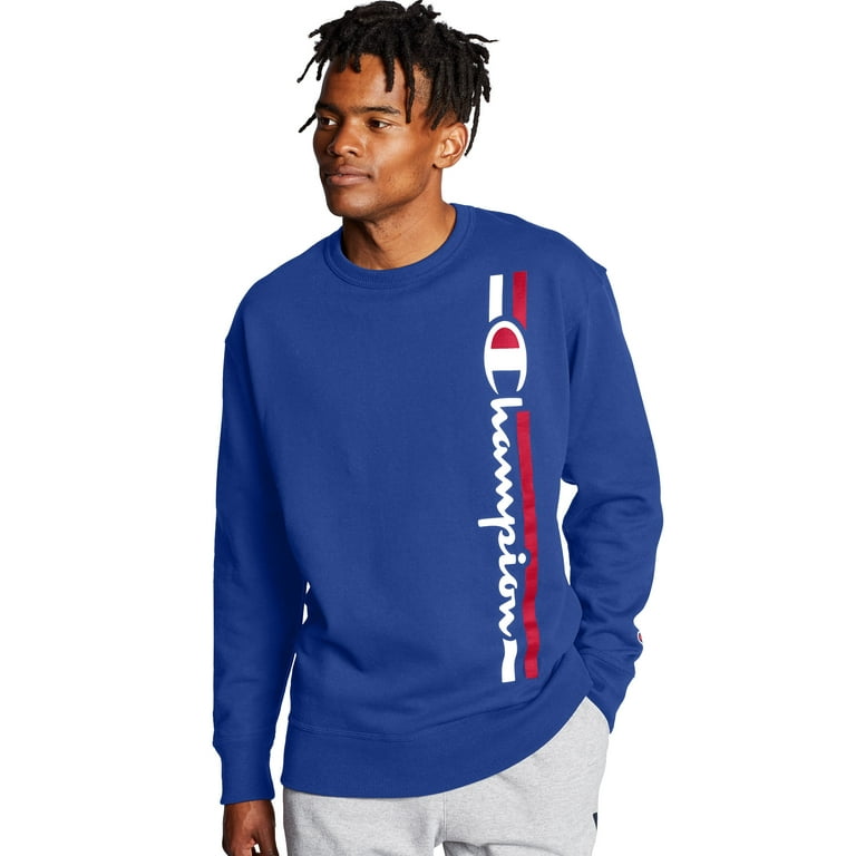 Champion Men s Athletics Powerblend Fleece Crew Vertical Logo Surf The Web S Walmart