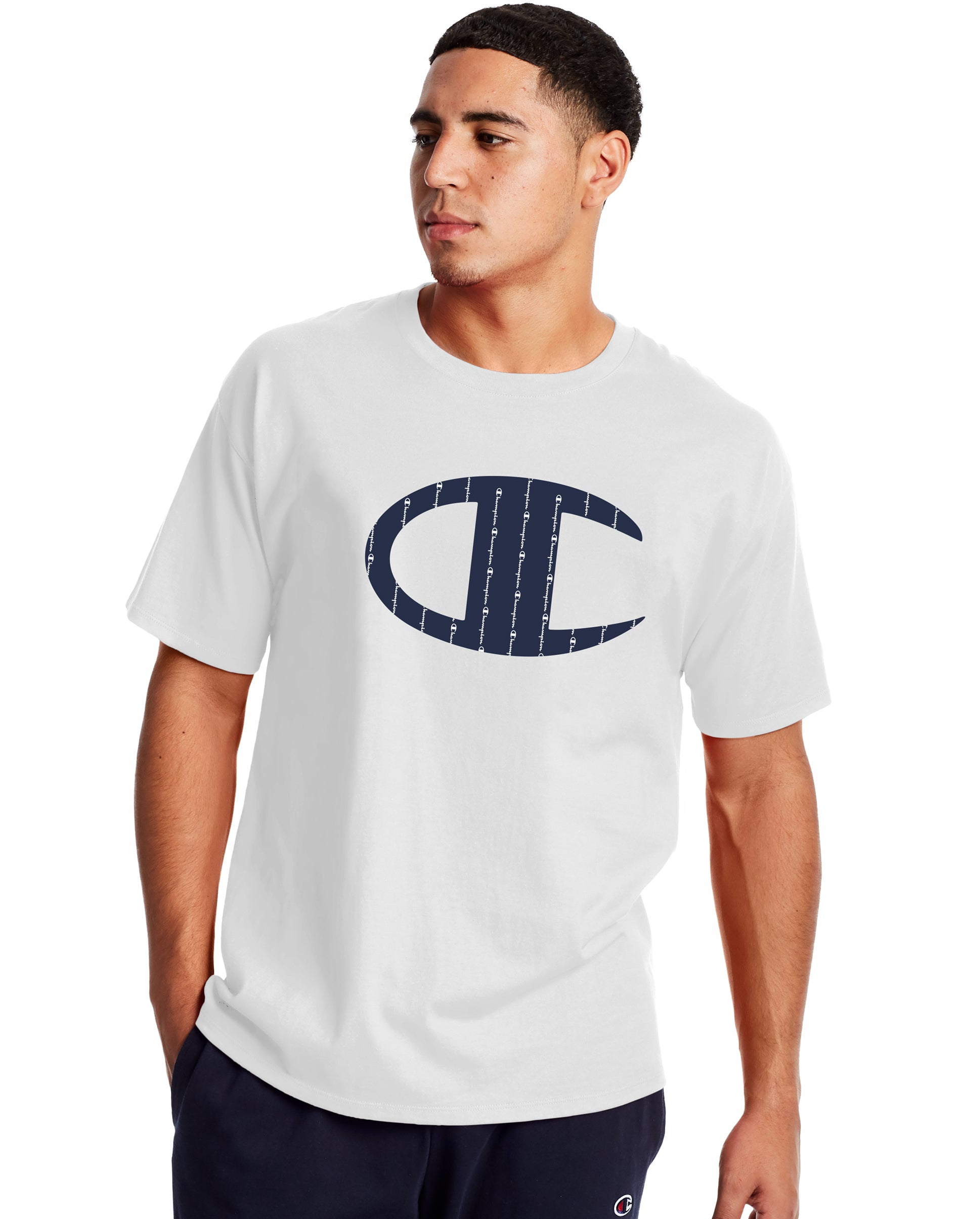 Champion Men s Big C Logo Graphic T Shirt in White Size Small Walmart