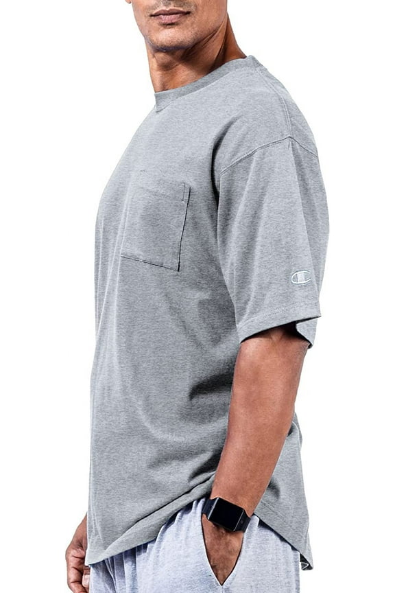Men's Big & Tall Classic Cotton Jersey Pocket T-Shirt, Heather Grey, Size 5X