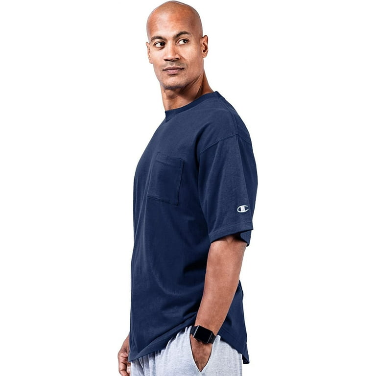Champion Men's Big & Tall Classic Cotton Jersey Pocket T-Shirt, Navy, Size XLT