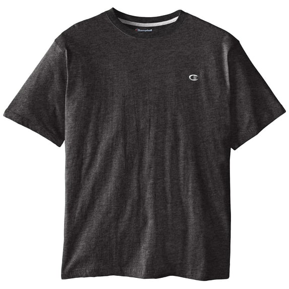 Champion Men's Big-Tall Crew Neck Jersey T-Shirt, Charcoal Heather, 2X/Tall
