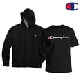 thumbnail image 1 of Champion Men's Big & Tall Pullover Fleece Hoodie (3XL) with Men’s Big & Tall Short Sleeve Script Tee Shirt (3X) Bundle Set (Black), 1 of 6