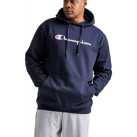 Champion Men's Big & Tall Script Hood Pullover Fleece, Navy, Size 3X
