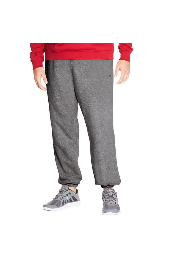 Men's Big and Tall Fleece 2-Pocket Closed Bottom Pants, Heather Grey, Size 4XLT