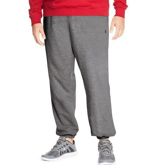 Champion Men's Big and Tall Fleece 2-Pocket Closed Bottom Pants, Heather Grey, Size XLT