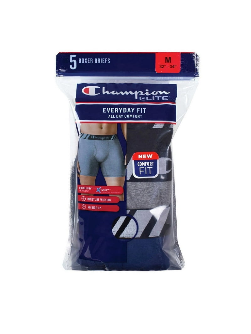 Champion Men's Boxer Briefs, 5-Pack, Comfort Fit, Moisture Wicking