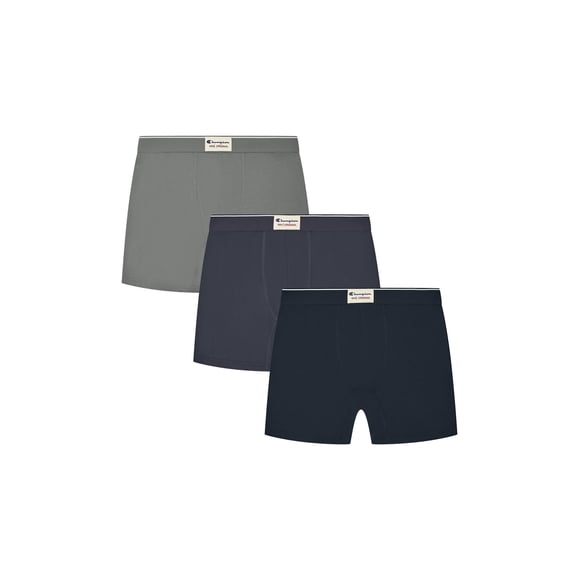 Champion Men’s Boxer Briefs – 3 Pack Performance+ Modal Underwear, Moisture-Wicking, Vintage Label, Sizes S–2XL