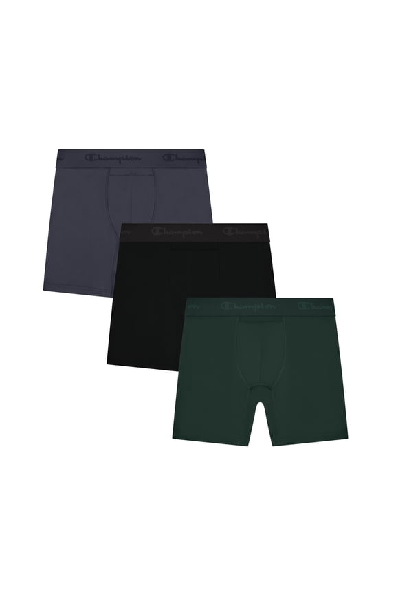 Men’s Boxer Briefs – 3 Pack Performance+ Underwear, Flexible Fit, Moisture-Wicking, Sizes S–2XL