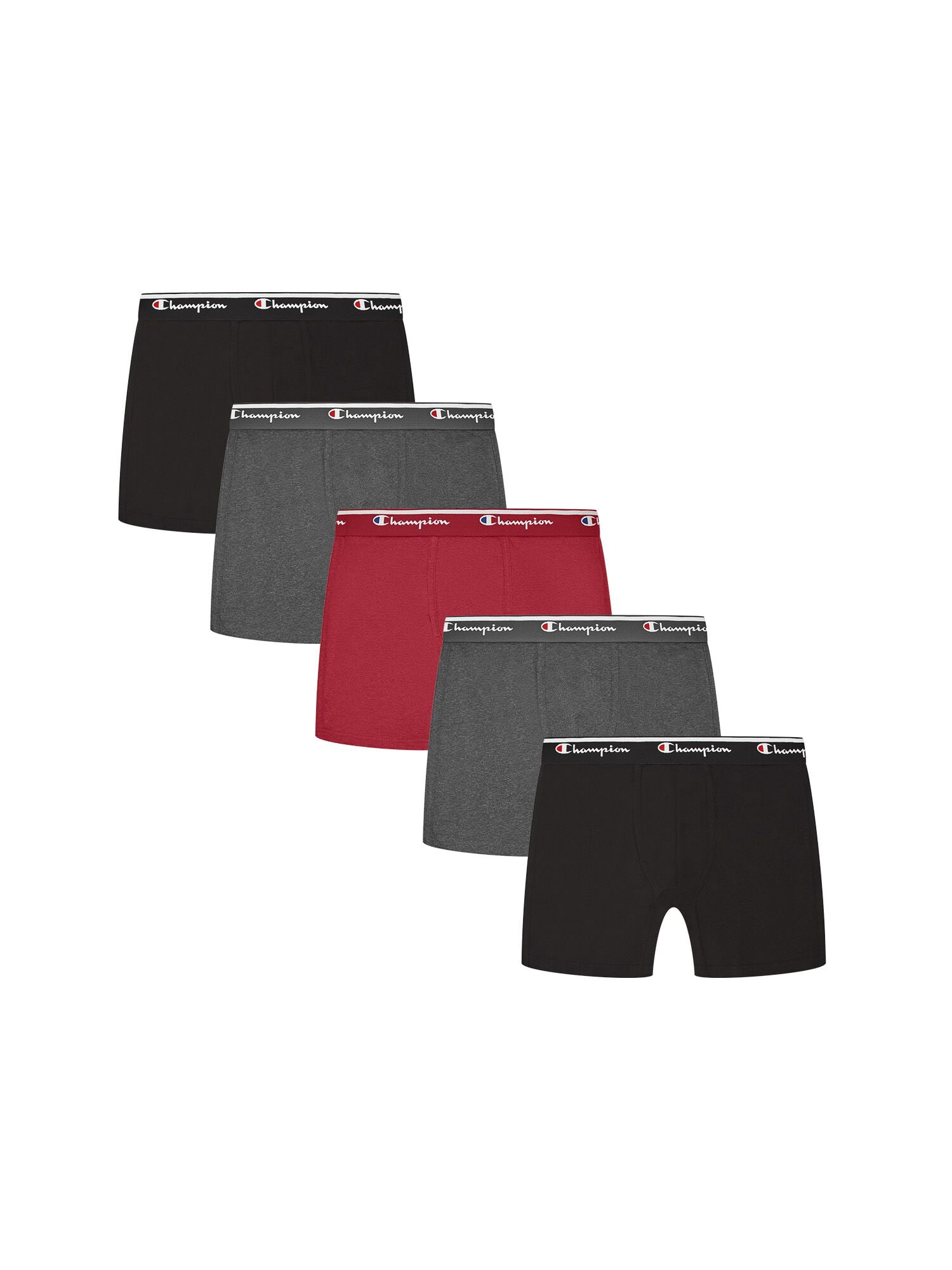 Champion Men’s Boxer Briefs – 5 Pack Cotton Flex Underwear, Tag Free and Hidden Fly, Sizes S–2XL