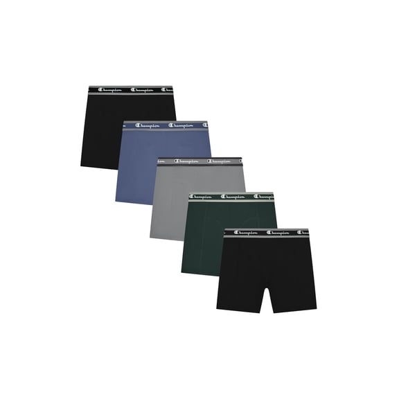 Champion Men’s Boxer Briefs – 5 Pack Wear360 Underwear, Moisture-Wicking, Articulated Shaping, Sizes S–2XL