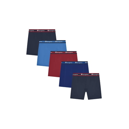Champion Men’s Boxer Briefs – 5 Pack Wear360 Underwear, Moisture-Wicking, Longer Leg Length, Sizes S–2XL