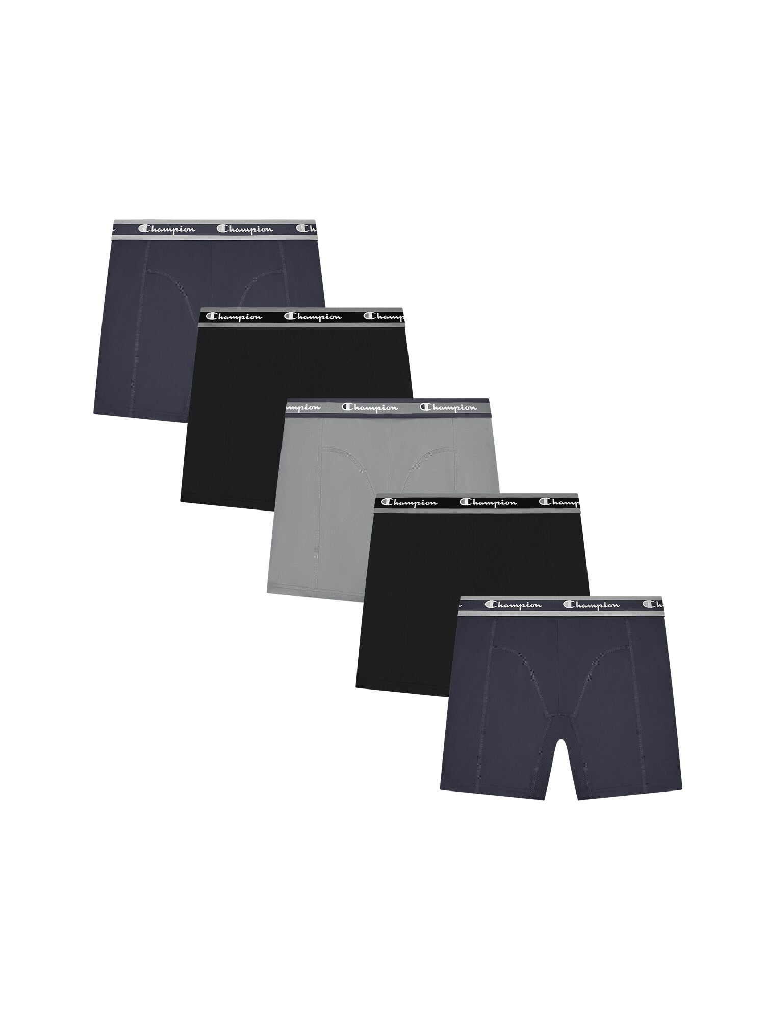 Champion Men’s Boxer Briefs – 5 Pack Wear360 Underwear, Moisture-Wicking, Longer Leg Length, Sizes S–2XL