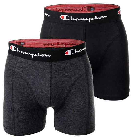 Champion Men's Boxershorts, Pack Of 2 - Cotton, Unicoloured Black/Grey Mottled S (Small)