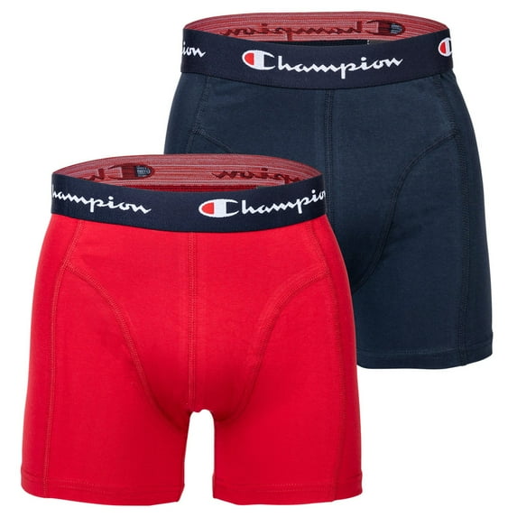Champion Men's Boxershorts, Pack Of 2 - Cotton, Unicoloured Navy/Red 2Xl (Xx-Large)