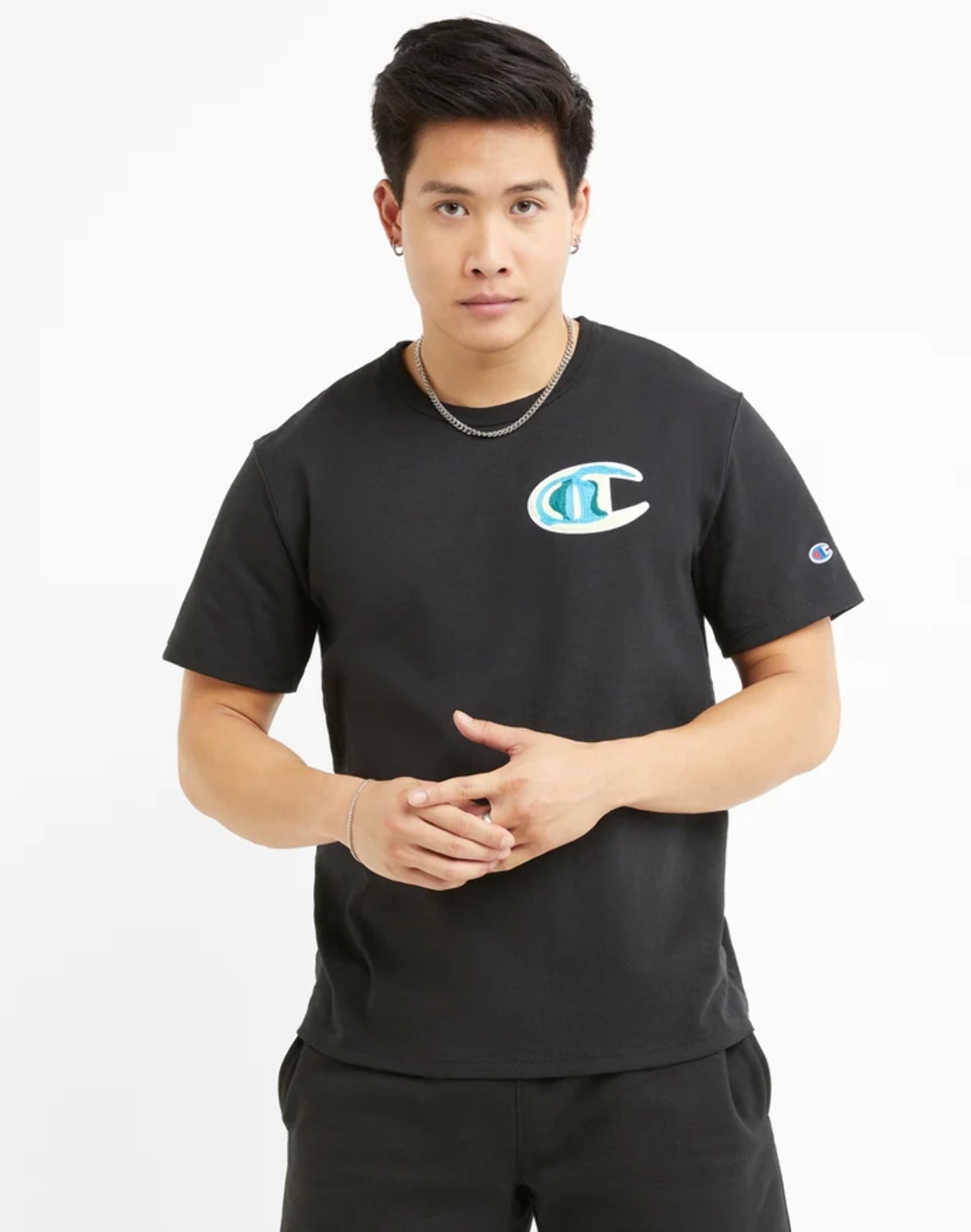 Champion Men s Chain Stitched C Heritage Tee Black GT19 5863NA BKC