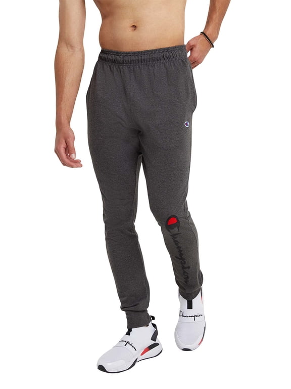 Champion Men's Classic Jersey Graphic Script Logo Jogger Pants, up to Size 2XL