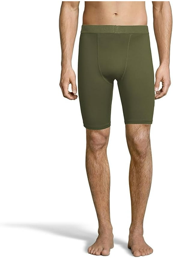 Men's Compression Shorts,Moisture-Wicking Performance Shorts, 9" Athletic Shorts,for Biking, Running Workout Fitness (US, Alpha, Large, Regular, Regular, Army Green)