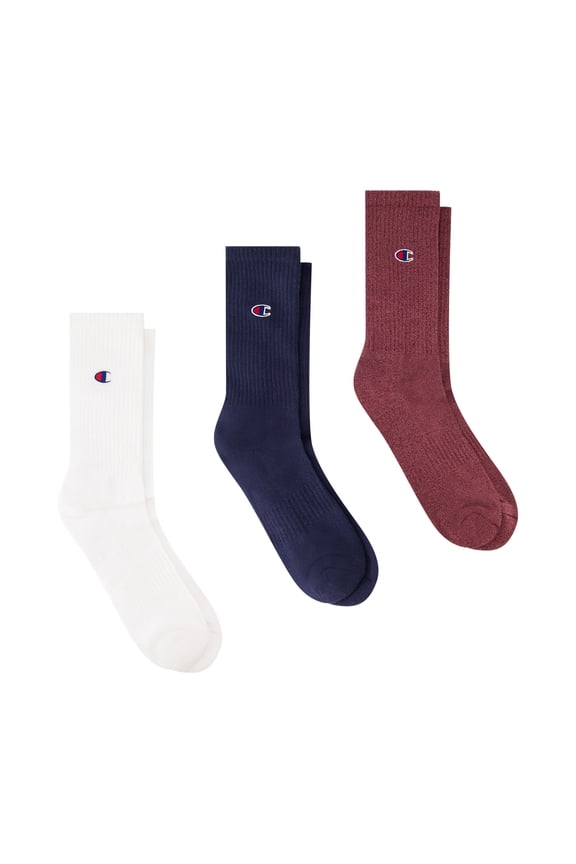 Men’s Crew Socks 3 Pack – Half Terry Cushion, Moisture-Wicking, Arch Support, Stretch Comfort, Sizes 6–12.5